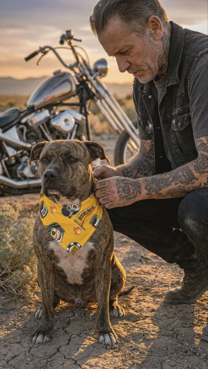 Flesh to Death lifestyle — biker with pit bull